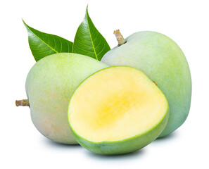 green mango isolated on white background