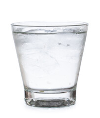 glass with ice and water isolated on white background clipping path