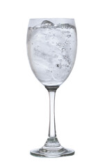 glass with ice and water isolated on white background clipping path