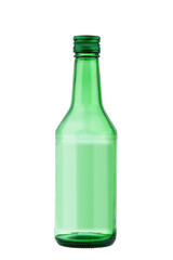 empty green bottle isolated on white background ,clipping path