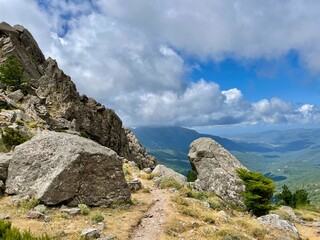 Punta di a Vacca Morta in Ospedale forest with spectacular views. Corsica, France.
