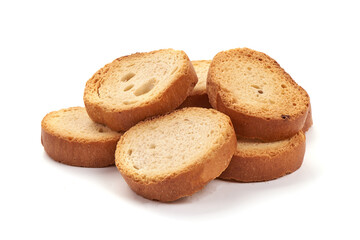 Freshly baked rusks, isolated on white background.