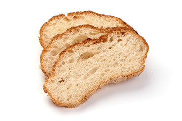 Whole grain bread slices isolated on white background.