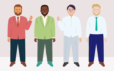 オフィスで働く男性キャラクター。ベクターデータ。