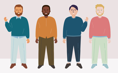 普段の男性キャラクター。ベクターデータ。