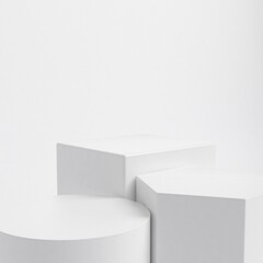Abstract minimal scene,whitecolor design for cosmetic or product display podium 3d render.	