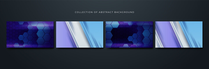 Collection of Stripes and Hexagon blue purple Colorful abstract design background