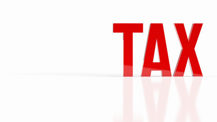 The red tax on white  background  for business concept 3d rendering