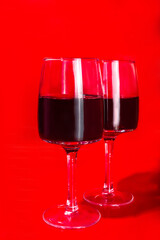 Valentine gift box and wine glasses