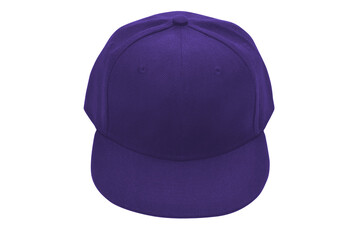 Lilac baseball cap isolated on white background, front view, place for text.
