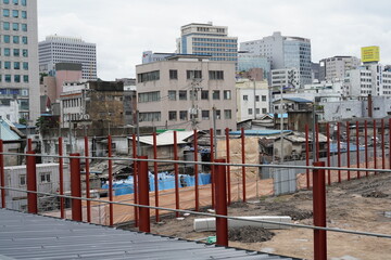 Construction site in the city of seouk, south korea. Building after demolition of old building.