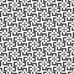 Abstract seamless vector cross tiles pattern. Geometric cross shapes ornament. Repeating tiles, filled shapes. Black and white vector background.