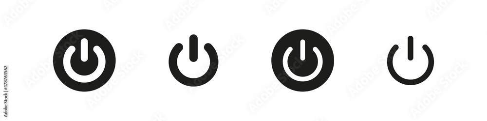 Wall mural on off power button. switch on switch off icon. press start button sign isolated on white background