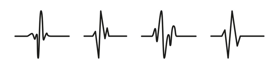 Heart beat line. Medical logo icon. Heartbeat sign set isolated on white background. Heart beat ecg cardiogram. Healthcare vector shape. Heart cardio beat rhythm.