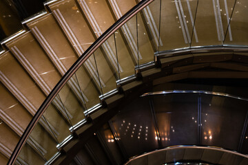 beautiful staircase with transparent railings.