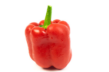 Fresh red sweet bulgarian pepper isolated on white background