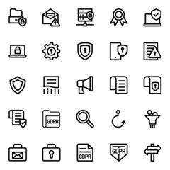 Outline icons for general data protection regulation.