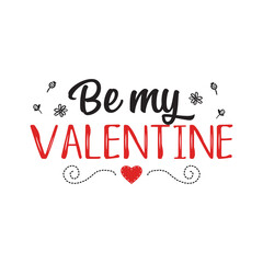 Badge for Saint Valentine Day with heart - Be my Valentine