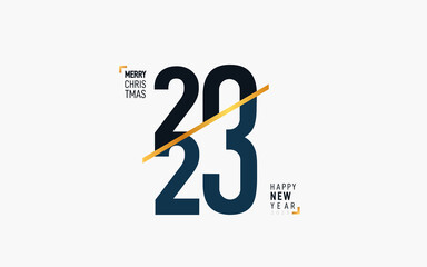Logo design 2023 Happy New Year. New Year 2023 trend text design. Vector template for banner, web, social network, cover and calendar. Flat sign 2023 isolated on white background - obrazy, fototapety, plakaty