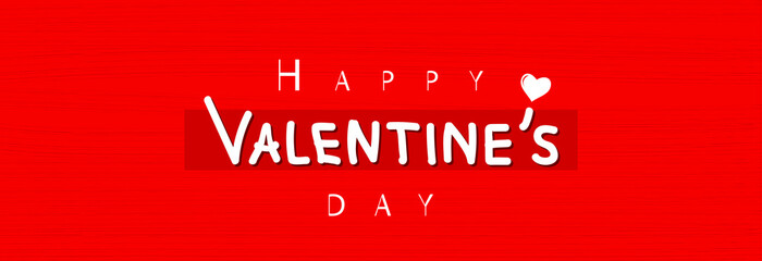 Inscription on a red background, Happy Valentine's Day. Banner. 