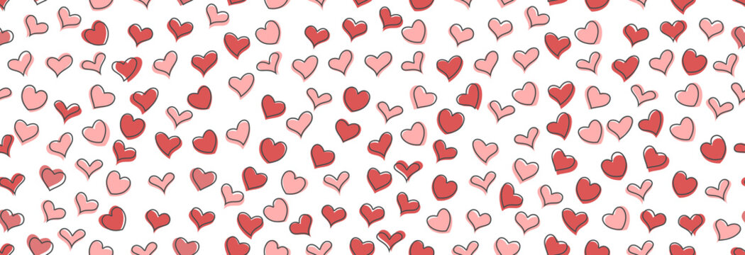 Background of hearts on a white background for Valentine's Day or Mother's Day. 