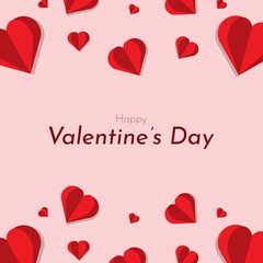 Valentine's Day Background in Paper Cut Style