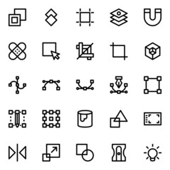 Outline icons for graphic design.