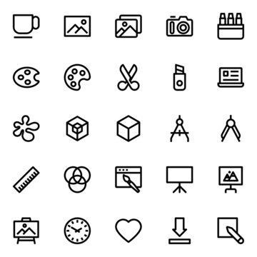 Outline icons for graphic design.