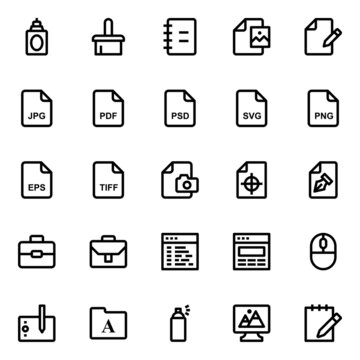 Outline icons for graphic design.