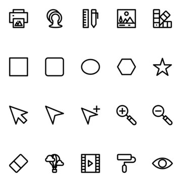 Outline icons for graphic design.