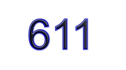 blue 611 number 3d effect white background
