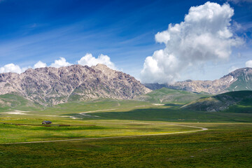 Mountain landscape at Gran Sasso Natural Park, in Abruzzo, Italy