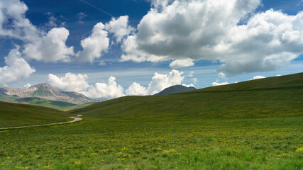 Obraz na płótnie Canvas Mountain landscape at Gran Sasso Natural Park, in Abruzzo, Italy