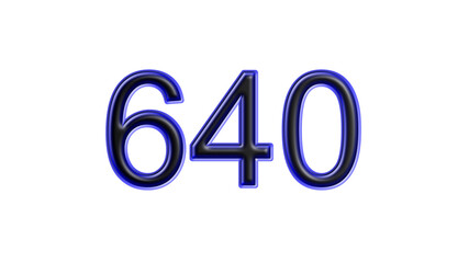 blue 640 number 3d effect white background