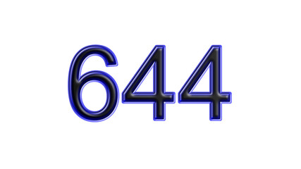blue 644 number 3d effect white background