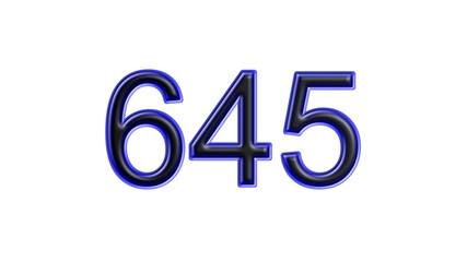 blue 645 number 3d effect white background