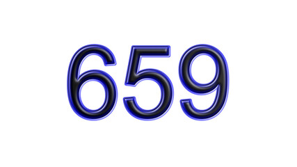 blue 659 number 3d effect white background