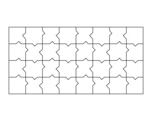 Unusual Blank Jigsaw Puzzle 32 pieces. Simple line art style for printing and web. Geometric triangle style. Stock illustration