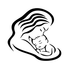 Mother and baby silhouette illustration