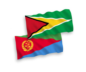 Flags of Co-operative Republic of Guyana and Eritrea on a white background