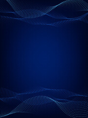 Abstract wavy curved lines, texture on gradient blue technology background with small dots. Digital data visualization. Tech, business, science concept. Use for banner, presentation, template.