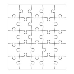 Blank Jigsaw Puzzle 25 pieces. Simple line art style for printing and web. Stock illustration - obrazy, fototapety, plakaty