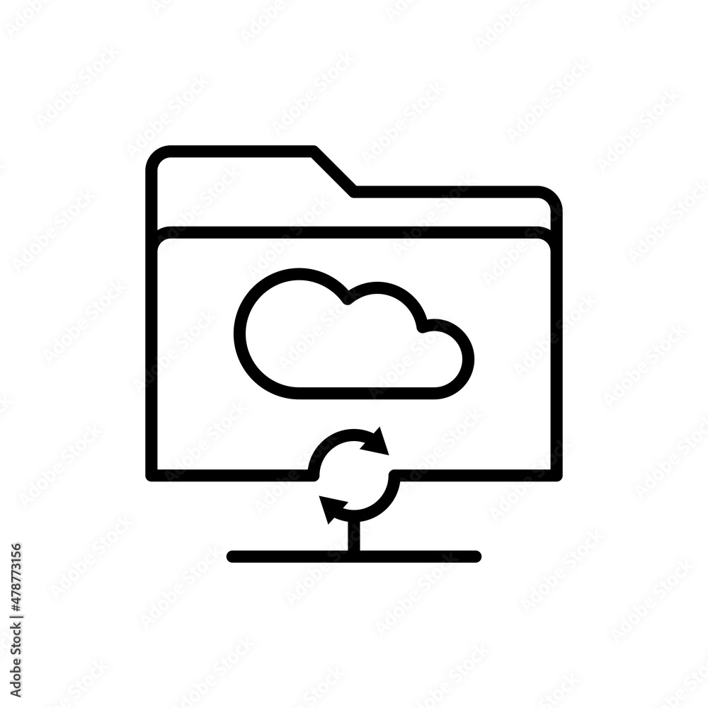 Sticker system backup in cloud service thin line icon. modern vector illustration.