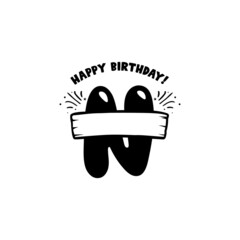 Initial Birthday N Letter. Happy birthday monogram design with balloons. Alphabet E template. Stock