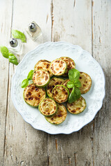 Roasted zucchini with fresh basil