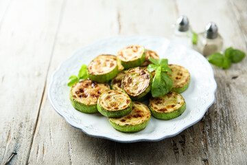 Roasted zucchini with fresh basil