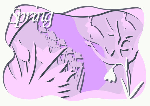 spring flowers in pink and purple clip art preview