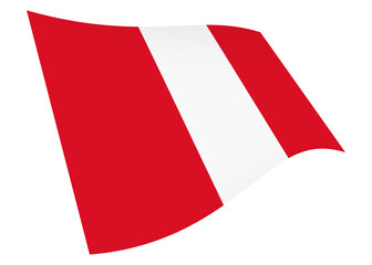 Peru waving flag graphic isolated on white with clipping path 3d illustration