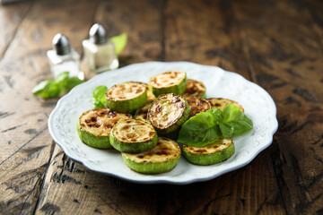 Roasted zucchini with fresh basil