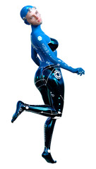 3D Rendering Female Robot on White